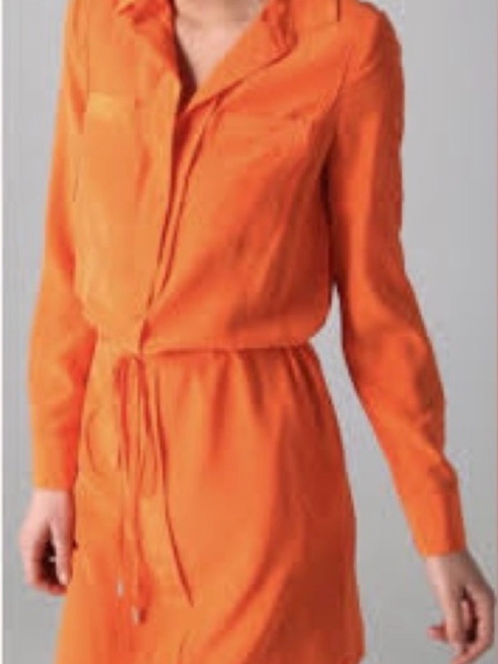 Diane von Furstenberg Taya Orange 100% Silk Utility Shirt Dress Sz 0